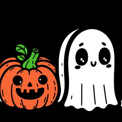 cute pumpkin and ghost