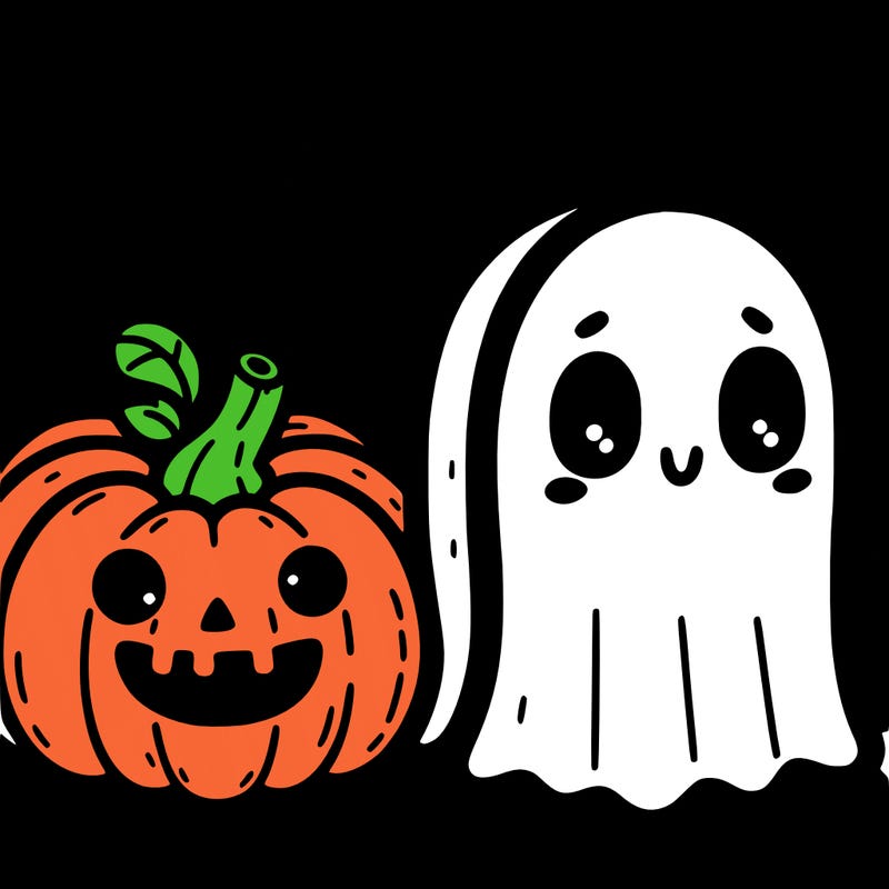 cute pumpkin and ghost