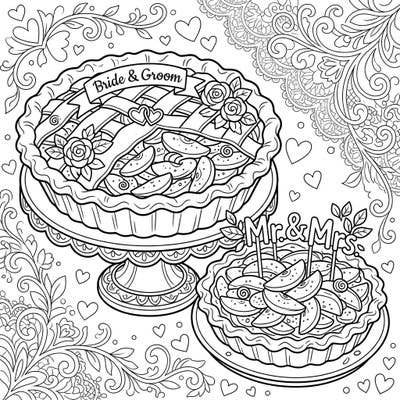 Get ready to celebrate love with our charming Wedding Apple Pies coloring page! This delightful design features two beautifully decorated apple pies, perfect for adding a touch of sweetness to any wedding celebration.