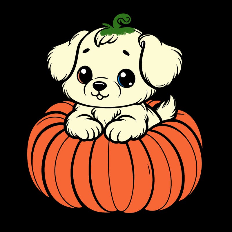 cute little puppy in a pumpkin