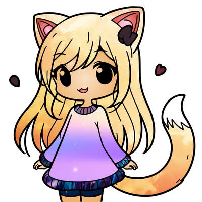 girl with cat ears and tail