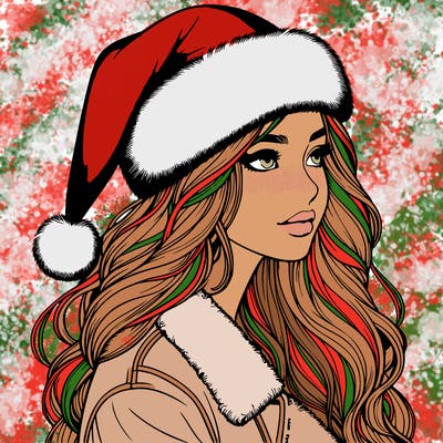 realistic girl in santa hat