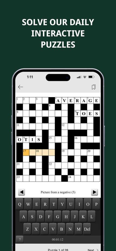 Dorset Echo - Interactive crossword puzzle on the Dorset Echo mobile app