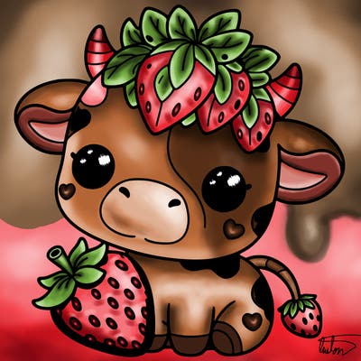 cute strawberry cow