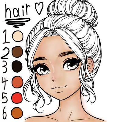 realistic pretty girl with hair in bun