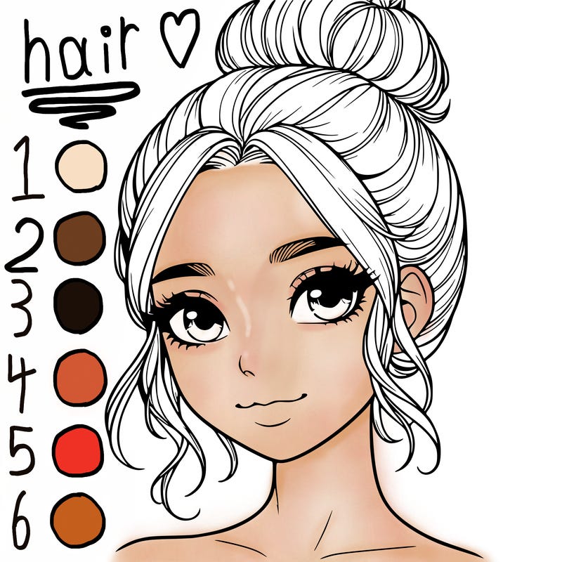 realistic pretty girl with hair in bun