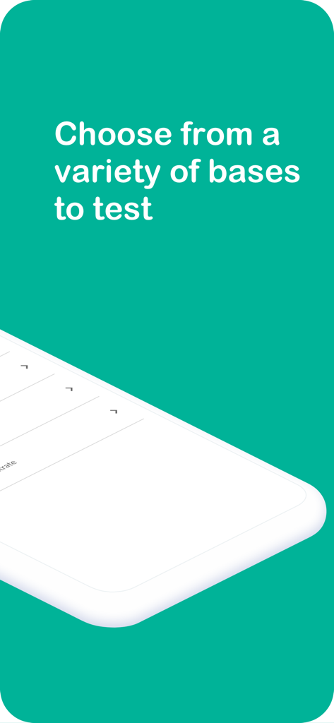 tCheck app interface showing selection of herbal bases for potency testing