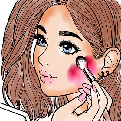 a realistic girl doing her makeup