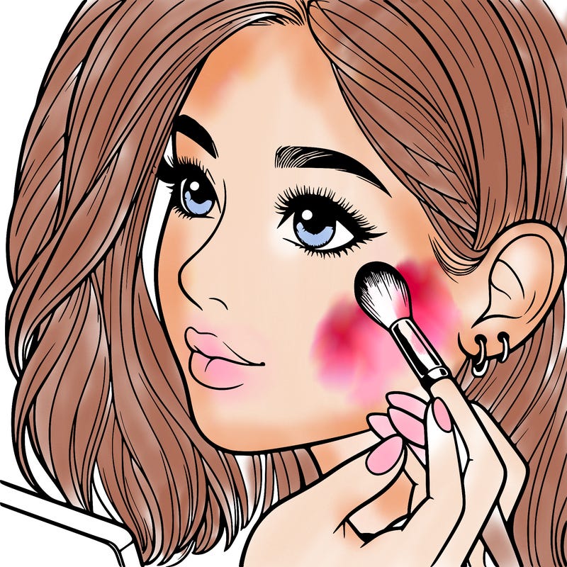 a realistic girl doing her makeup