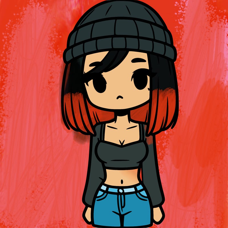 girl in crop top and a beanie