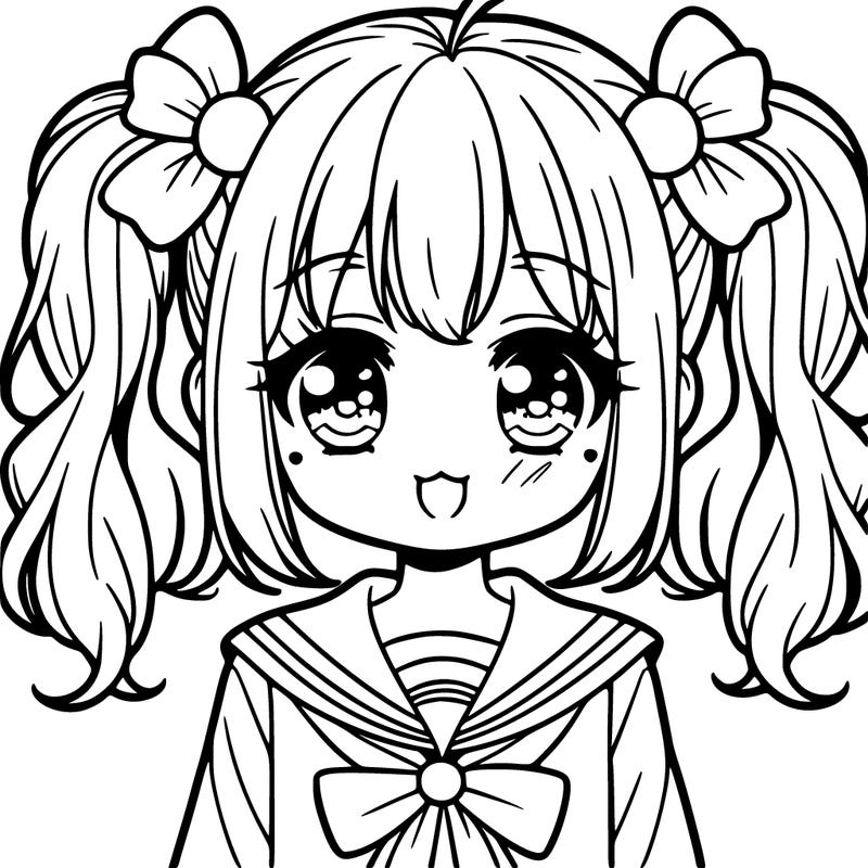 cute anime girl with pigtails