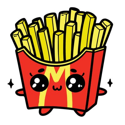 a cute. french fries