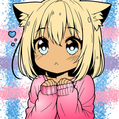 shy anime catgirl