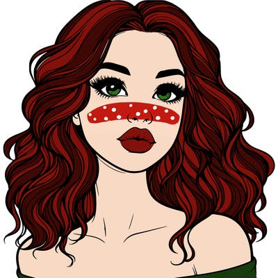 realistic girl with wavy hair and lips