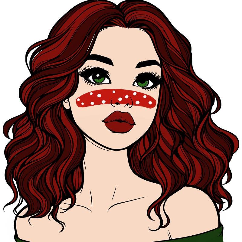 realistic girl with wavy hair and lips