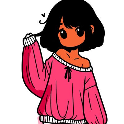 girl in baggy sweater hanging off her shoulder