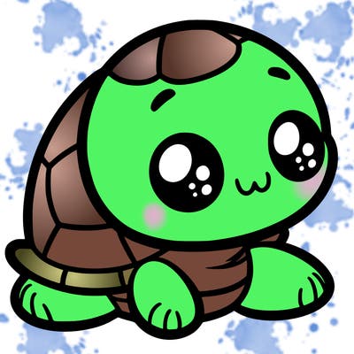 cute little animated turtle