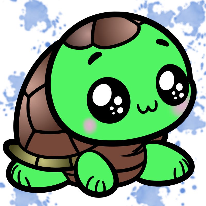 cute little animated turtle