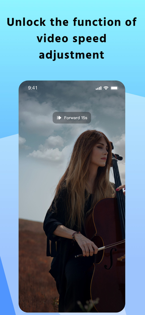 CineStream app interface showing high-definition video playback with speed adjustment and forward 15s controls.