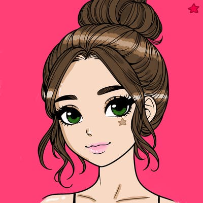 realistic pretty girl with hair in bun