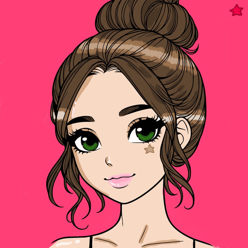 realistic pretty girl with hair in bun