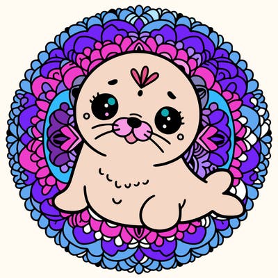 a cute baby seal mandala