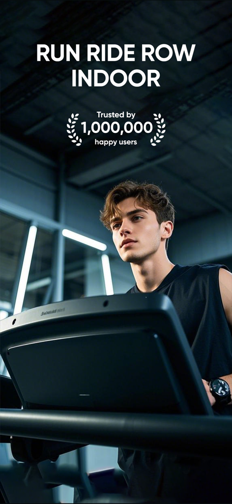 FitShow: Treadmill Workout - A man exercising on a treadmill with the FitShow app promotional text