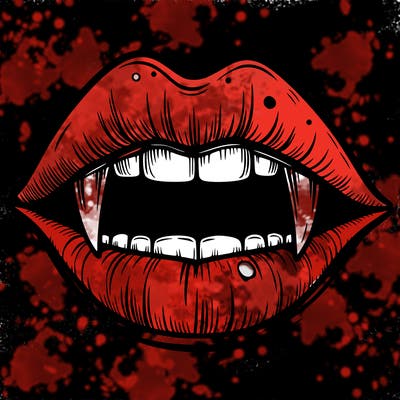 lips with vampire teeth