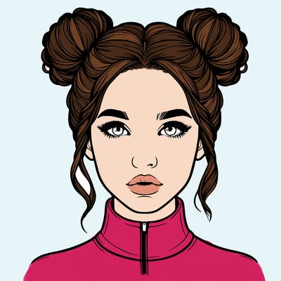 realistic woman that has space buns