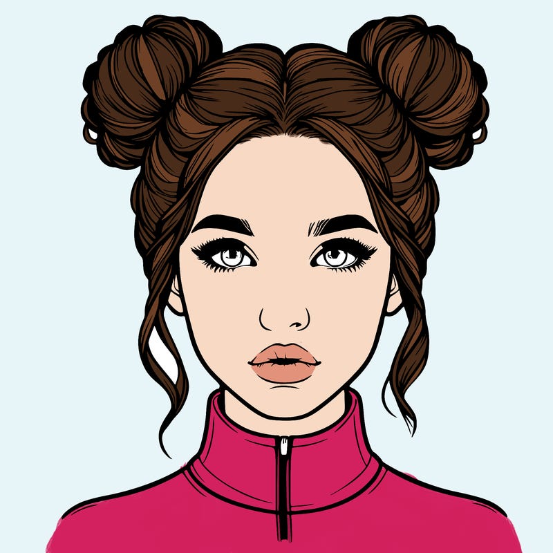 realistic woman that has space buns