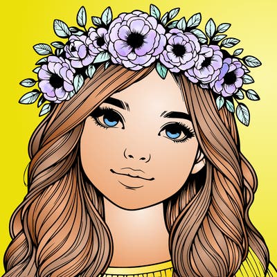 realistic girl with flower crown