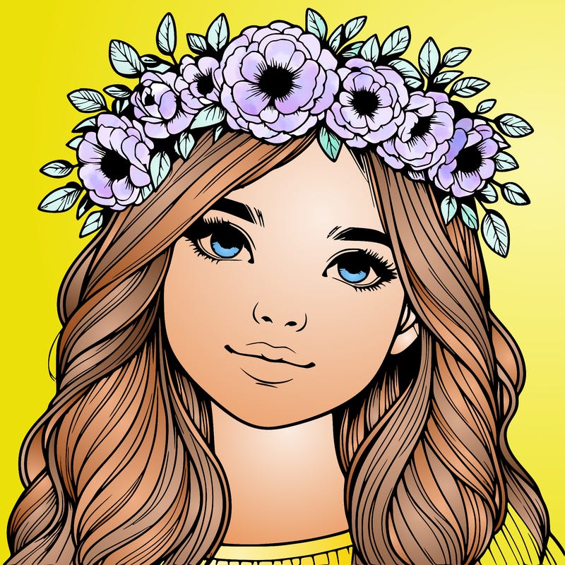 realistic girl with flower crown