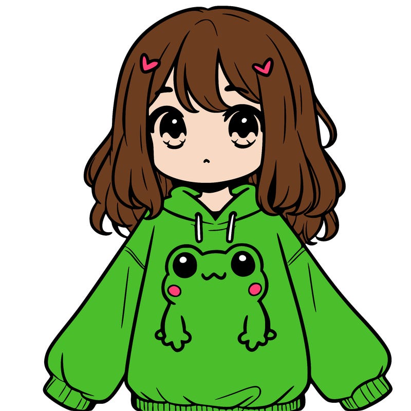 girl wearing frogging sweatshirt