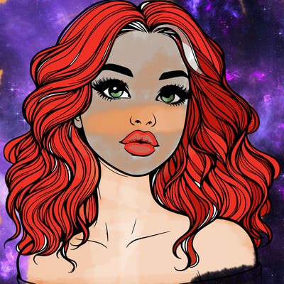 realistic girl with wavy hair and lips