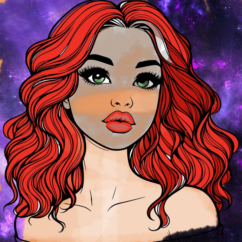 realistic girl with wavy hair and lips