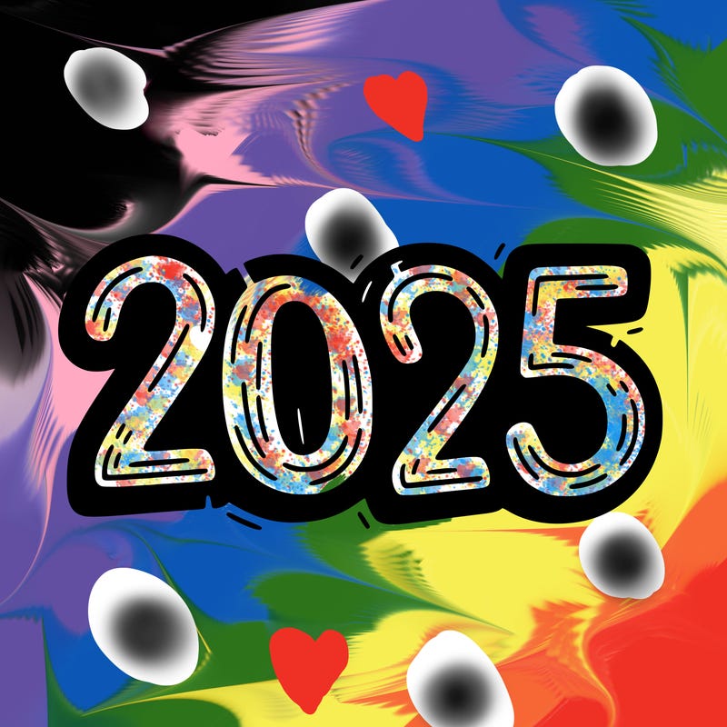 one line scrawled numbers sketch design “2025”