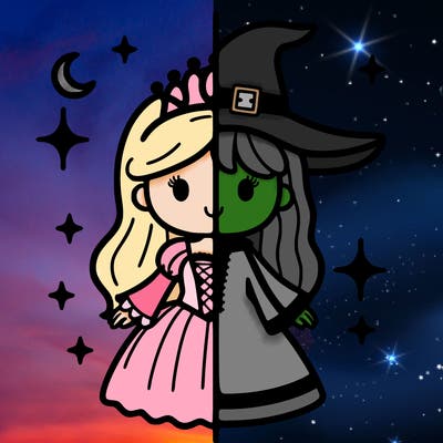 split princess and witch