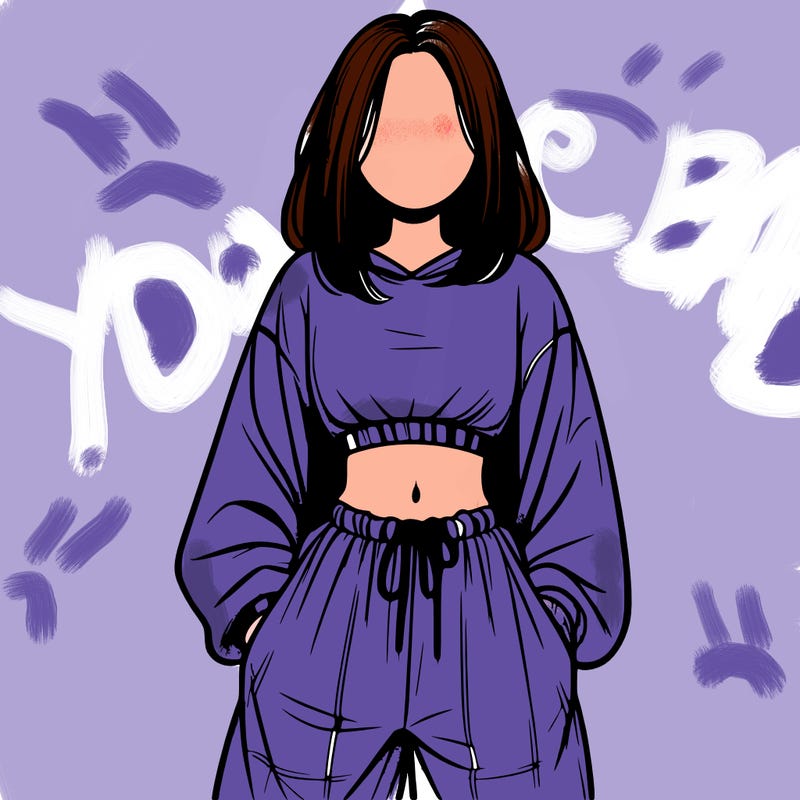 realistic girl faceless with baggy pants and a crop top
