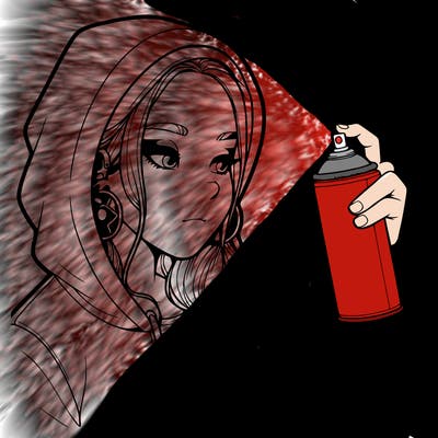a realistic girl, spray painting