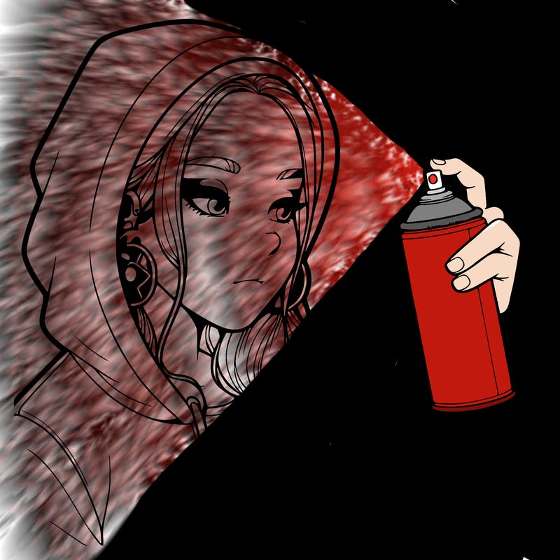 a realistic girl, spray painting