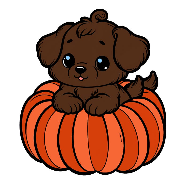 cute little puppy in a pumpkin