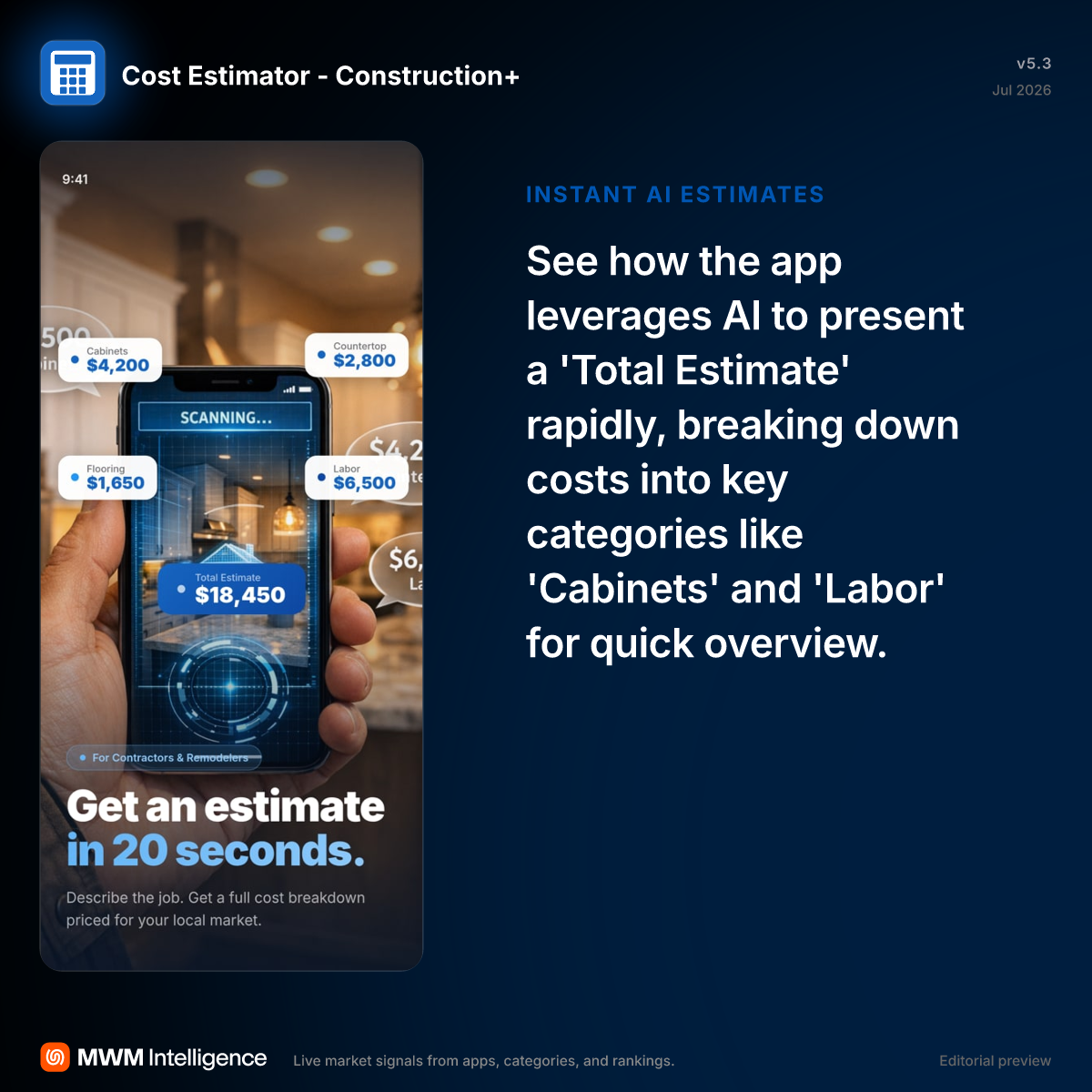 Cost Estimator - Construction+ - Business App | MWM