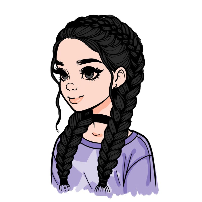 realistic girl with braids