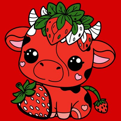 cute strawberry cow