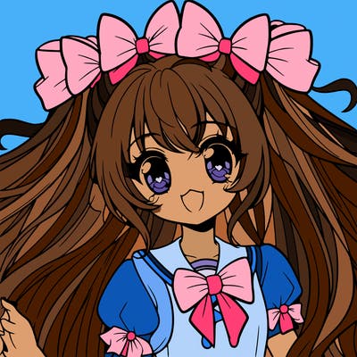manga girl with long hair and lots of bows