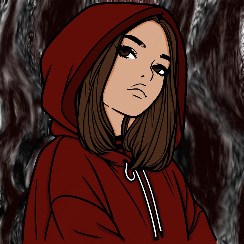 a realistic girl in a hoodie