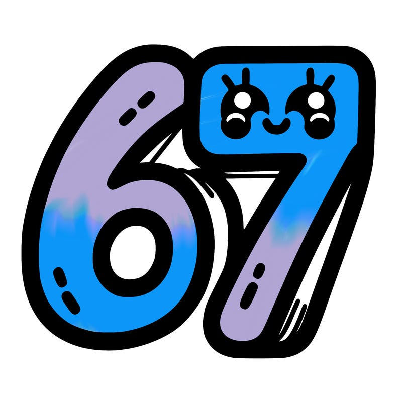 the numbers 67