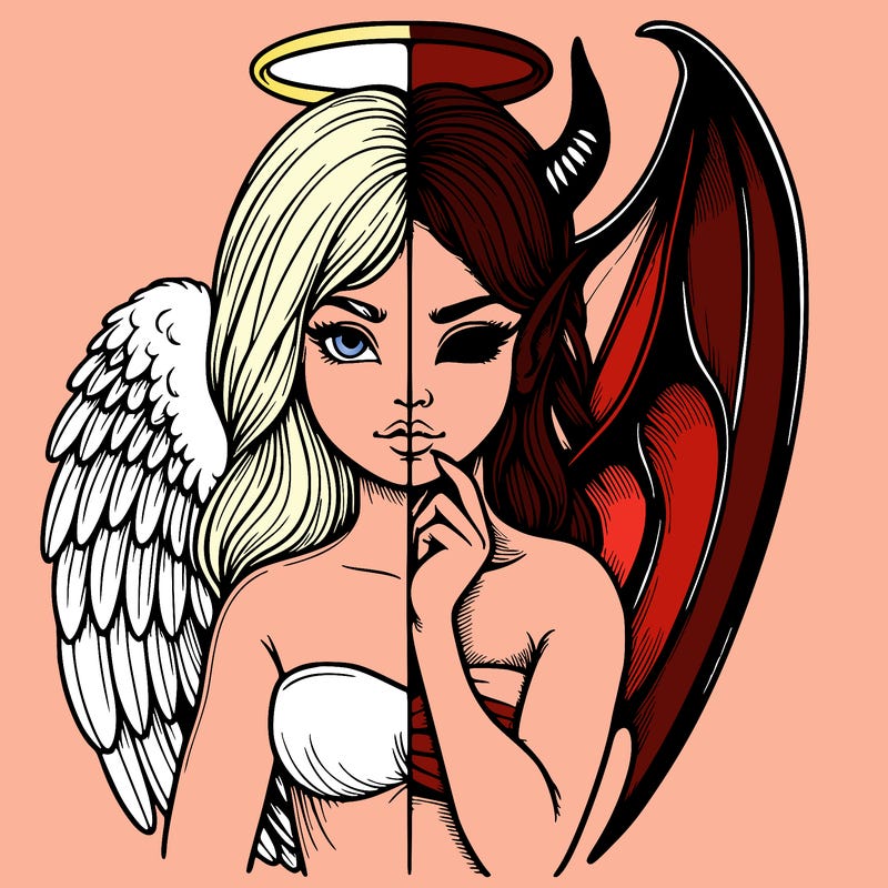 realistic angel half demon