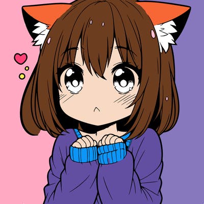 shy anime catgirl