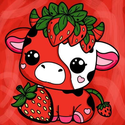 cute strawberry cow